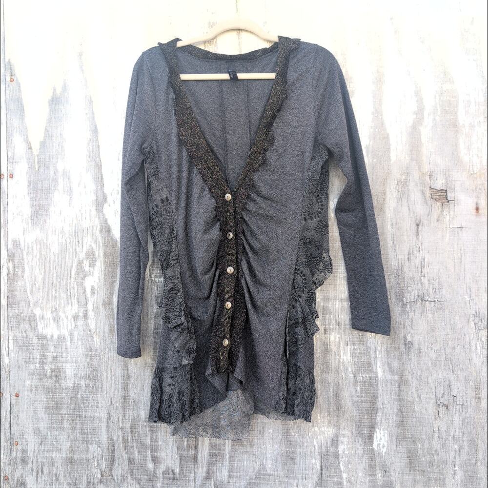 BKE Boutique Whimsigoth RegencyCore DarkAcademia  Button Down Cardigan Women's L